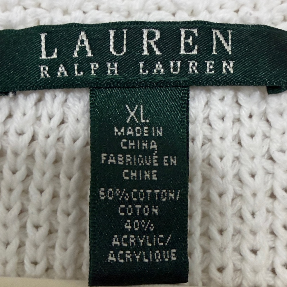Lauren Ralph Lauren V-Neck Sweater in White Size XL - Picture 11 of 11